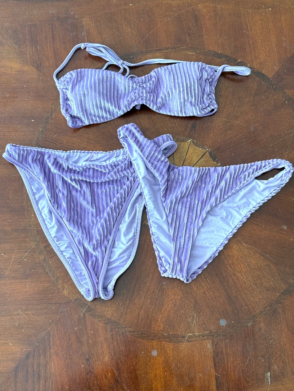 NWOT Dippin' Daisy's Velvet Corduroy Bikini w/2 Bottoms, Purple, L/XL
